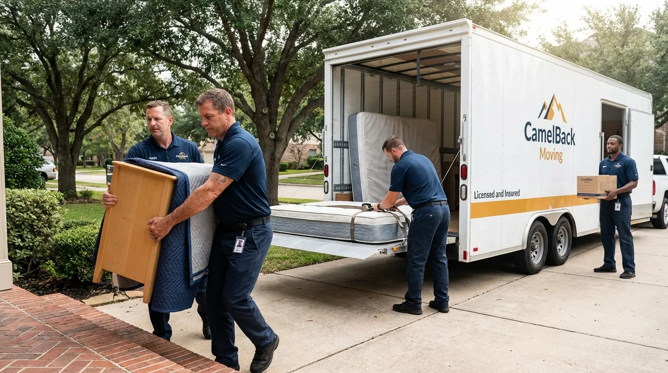 Crew loading residential truck for cross-state move from Excelsior, MN
