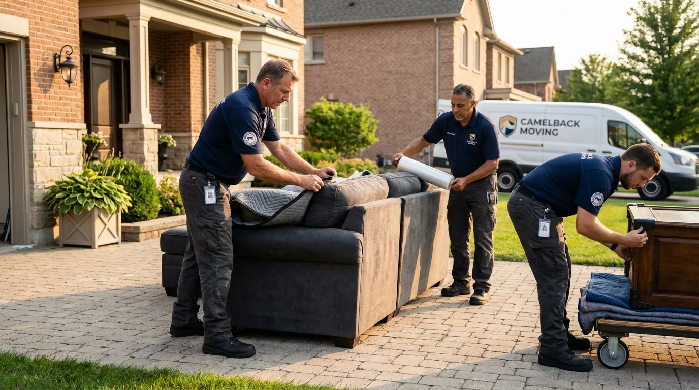 Large estate moving crew wrapping furniture in Excelsior, MN